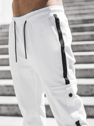 Spodnie męskie chino joggery białe OZONEE DJ/5580