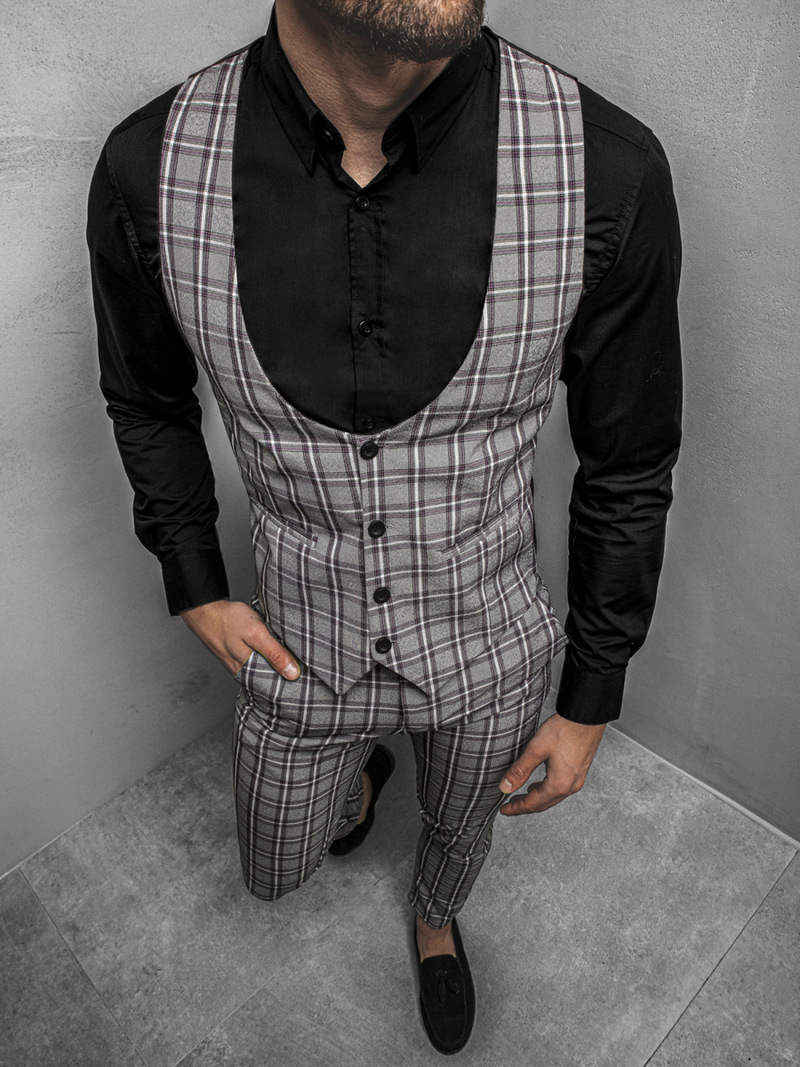 Чоловічий комплект - жилетка та штани чінос Сiра OZONEE DJ/5557