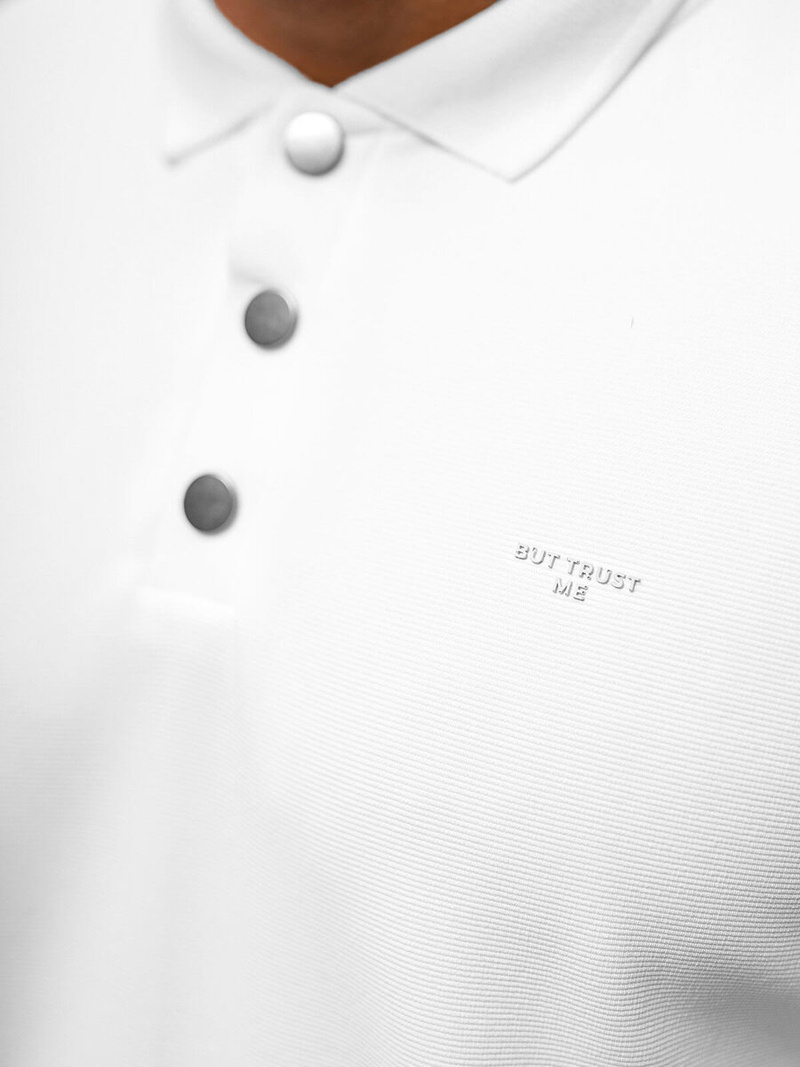 Bluza męska z kołnierzykiem biała OZONEE O/TB2203