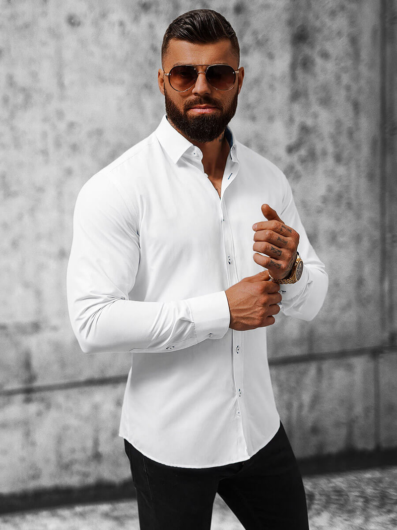 Класична сорочка чоловіча Бiла OZONEE O/V03