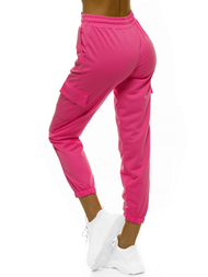 Spodnie dresowe damskie różowo-neonowe OZONEE O/MB2001/21