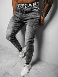 Spodnie jeansowe joggery męskie grafitowe OZONEE DR/TF116