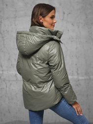 Kurtka zimowa damska pikowana jasno-zielona OZONEE JS/5M3185/236