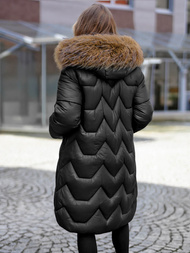 Kurtka zimowa damska z futerkiem czarna OZONEE O/5M3229/392