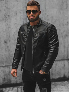 Kurtka skórzana męska czarna OZONEE JS/11Z8001Z