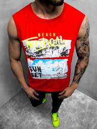 T-Shirt męski bez rękawów czerwony OZONEE JS/KS2073Z