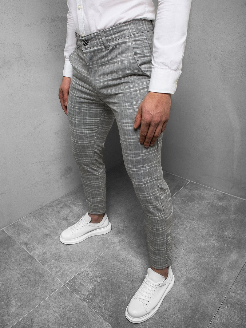 Spodnie męskie chino materiałowe szare OZONEE DJ/5508