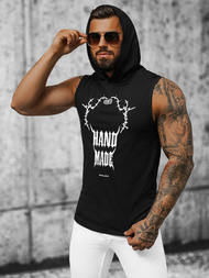 Koszulka bez rękawów męska z kapturem czarna OZONEE NB/MT3024