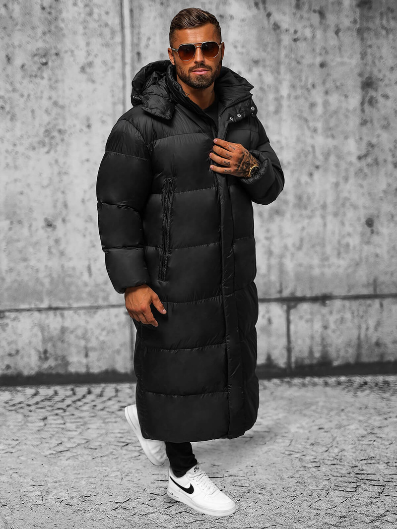 Kurtka zimowa męska długa czarna OZONEE O/M3202