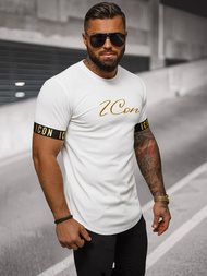 T-shirt męski biało-złoty OZONEE O/T7578