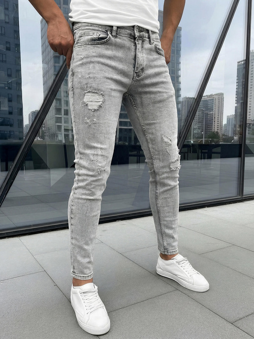 Spodnie jeansowe męskie slim fit szare OZONEE DO/2838