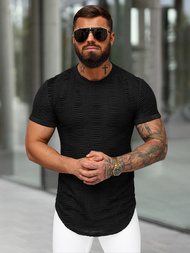 T-shirt męski slim-fit czarny OZONEE O/B1147