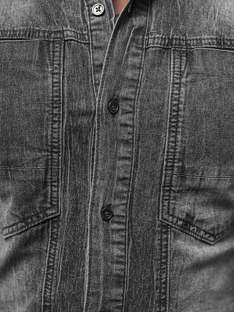 Koszula męska jeansowa szara OZONEE NB/MC712G