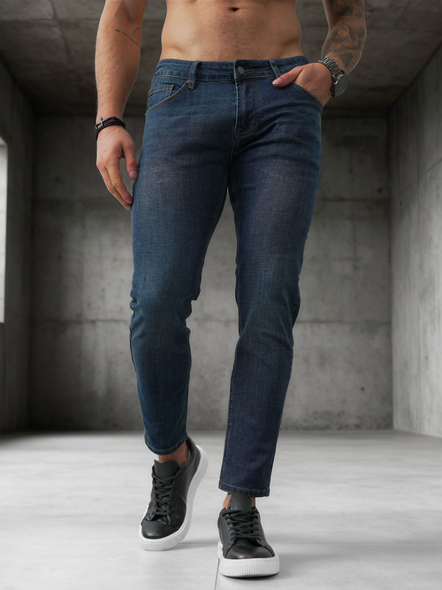 Spodnie jeansowe męskie slim fit ciemno-niebieskie OZONEE O/JK2895A