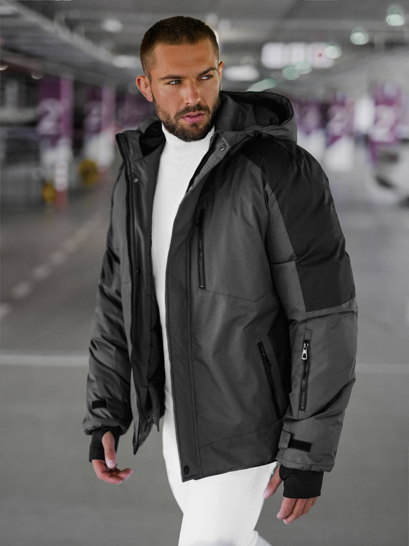 Kurtka zimowa męska grafitowa OZONEE JS/91M9902/105