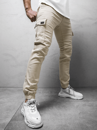Spodnie męskie chino joggery beżowe OZONEE G/2039