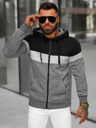 Bluza męska z kapturem rozpinana grafitowa OZONEE JS/8B1331/5