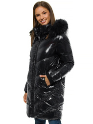 Kurtka zimowa damska parka z futerkiem czarna OZONEE JS/M23069/5