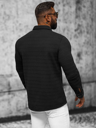 Bluza męska z kołnierzykiem czarna OZONEE O/TB2271