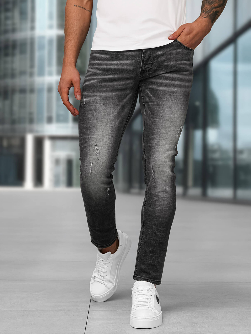 Spodnie jeansowe męskie slim fit czarne OZONEE NB/MP0070NZ