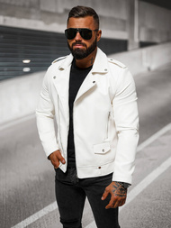 Kurtka skórzana męska ramoneska biała OZONEE O/88121