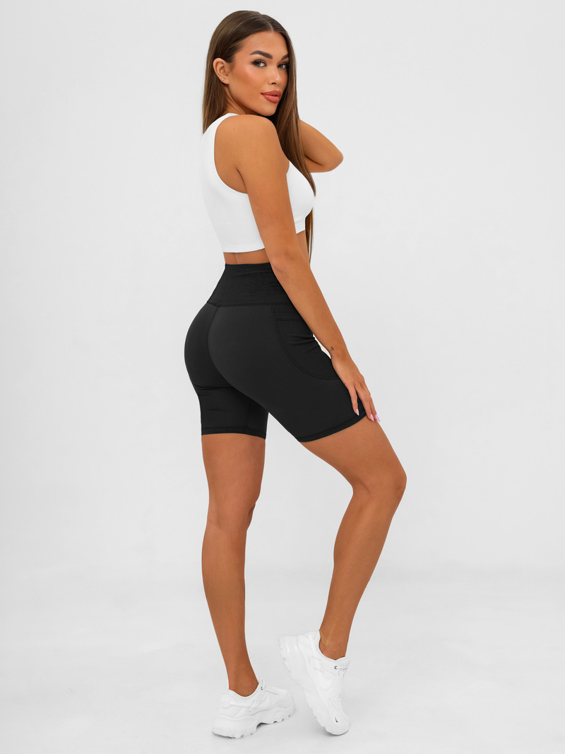 Legginsy krótkie damskie kolarki czarne OZONEE JS/XY24026S