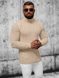 Sweter męski golf beżowy OZONEE L/2665Z