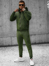 Komplet dresowy męski welurowy khaki OZONEE O/12137