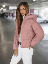 Kurtka zimowa damska pikowana pudrowa OZONEE JS/16M9188/46Z