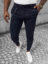 Spodnie męskie chino materiałowe granatowe OZONEE DJ/550170