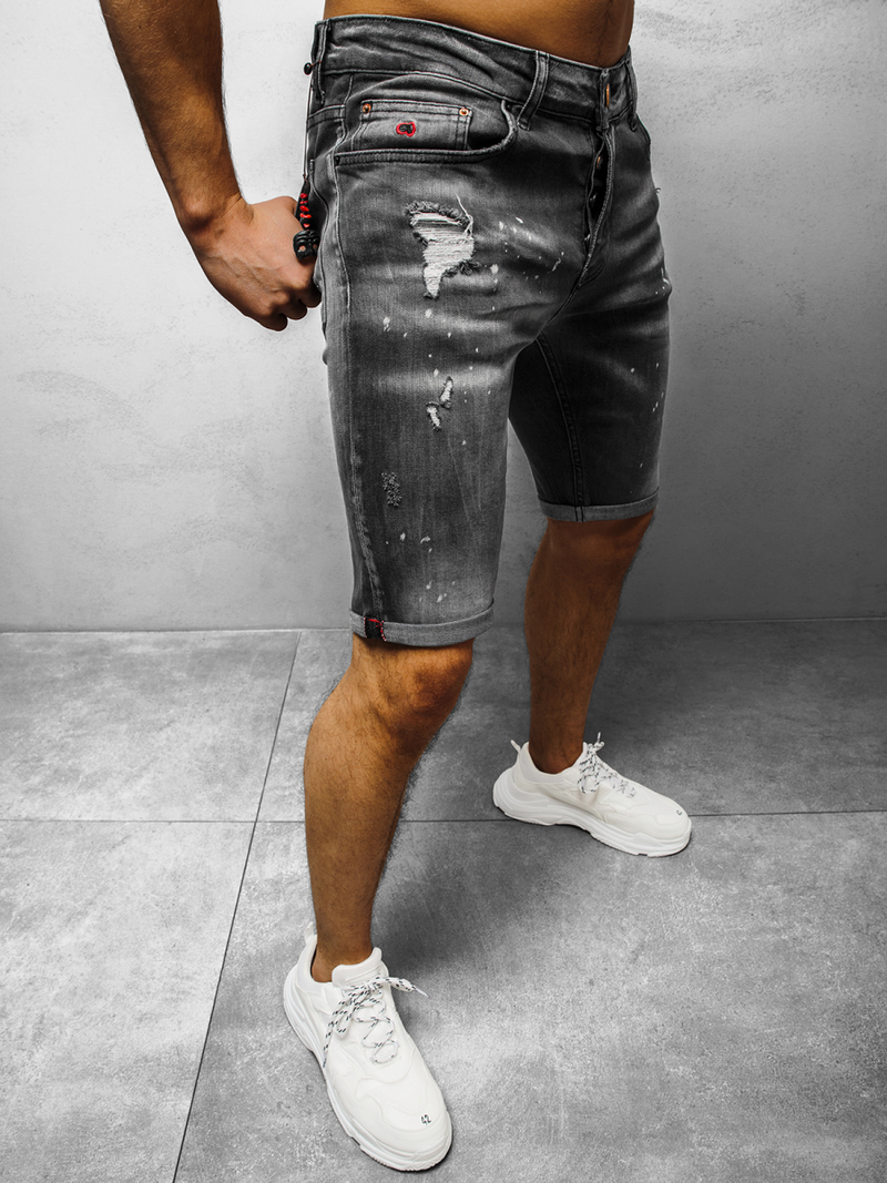 Spodenki męskie jeansowe grafitowe OZONEE DR/K130/5