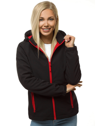 Kurtka softshell damska z kapturem czarno-czerwona OZONEE JS/HH018/1/5
