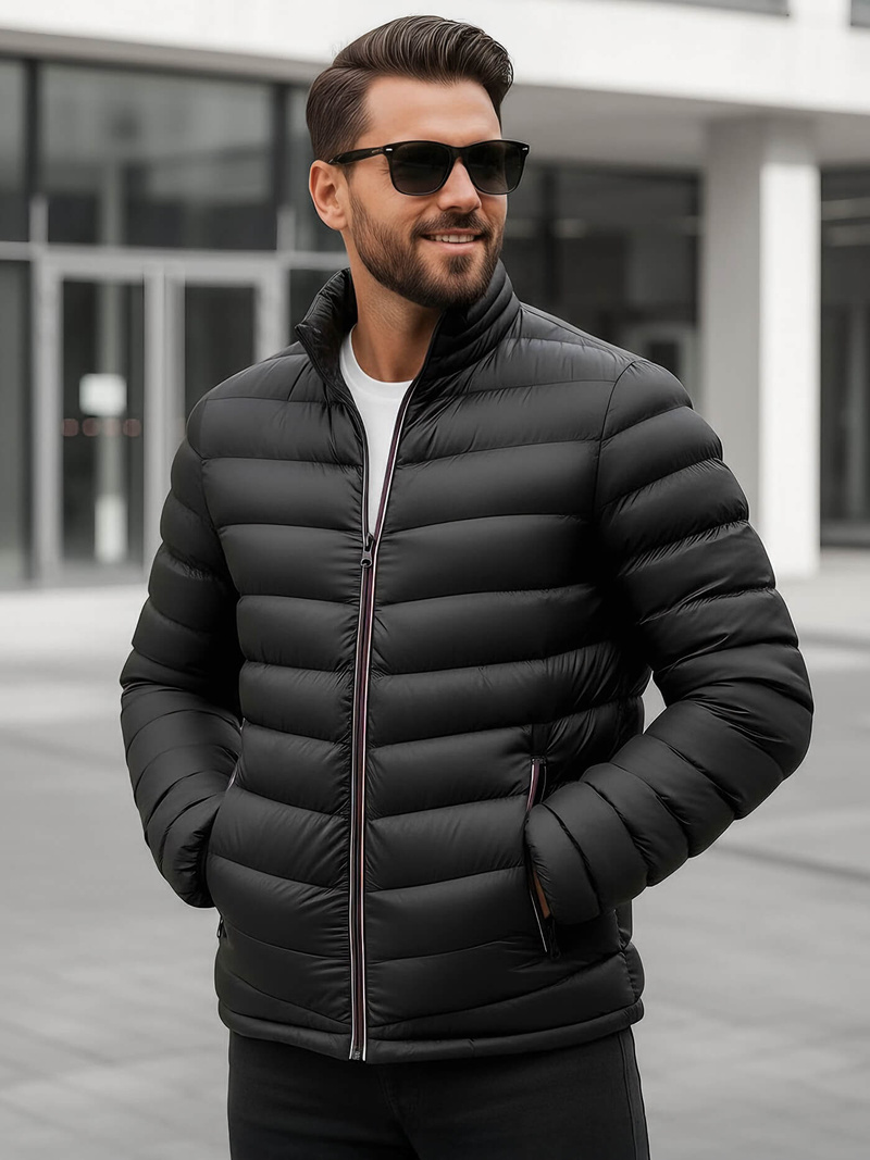 Kurtka męska pikowana czarna OZONEE JS/SM71Z