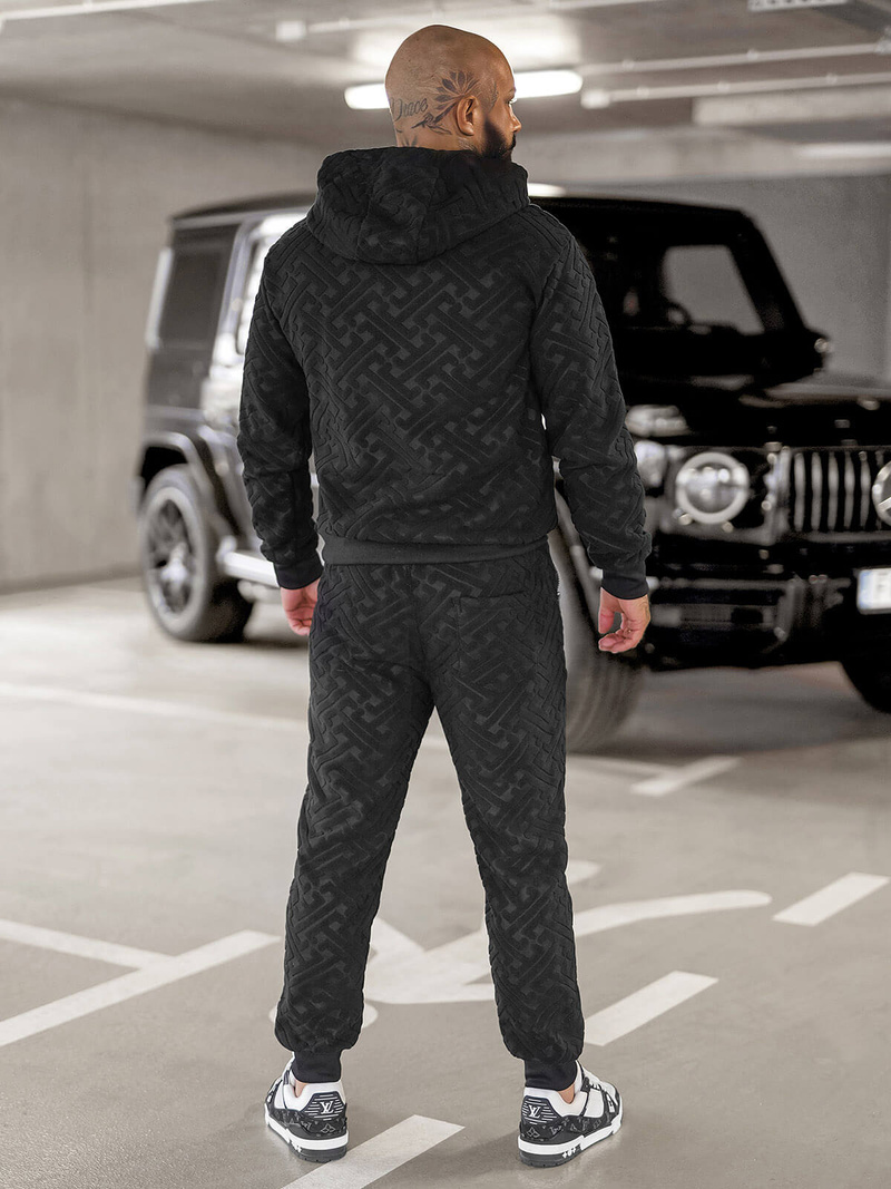 Komplet dresowy męski welurowy czarny OZONEE O/3C390