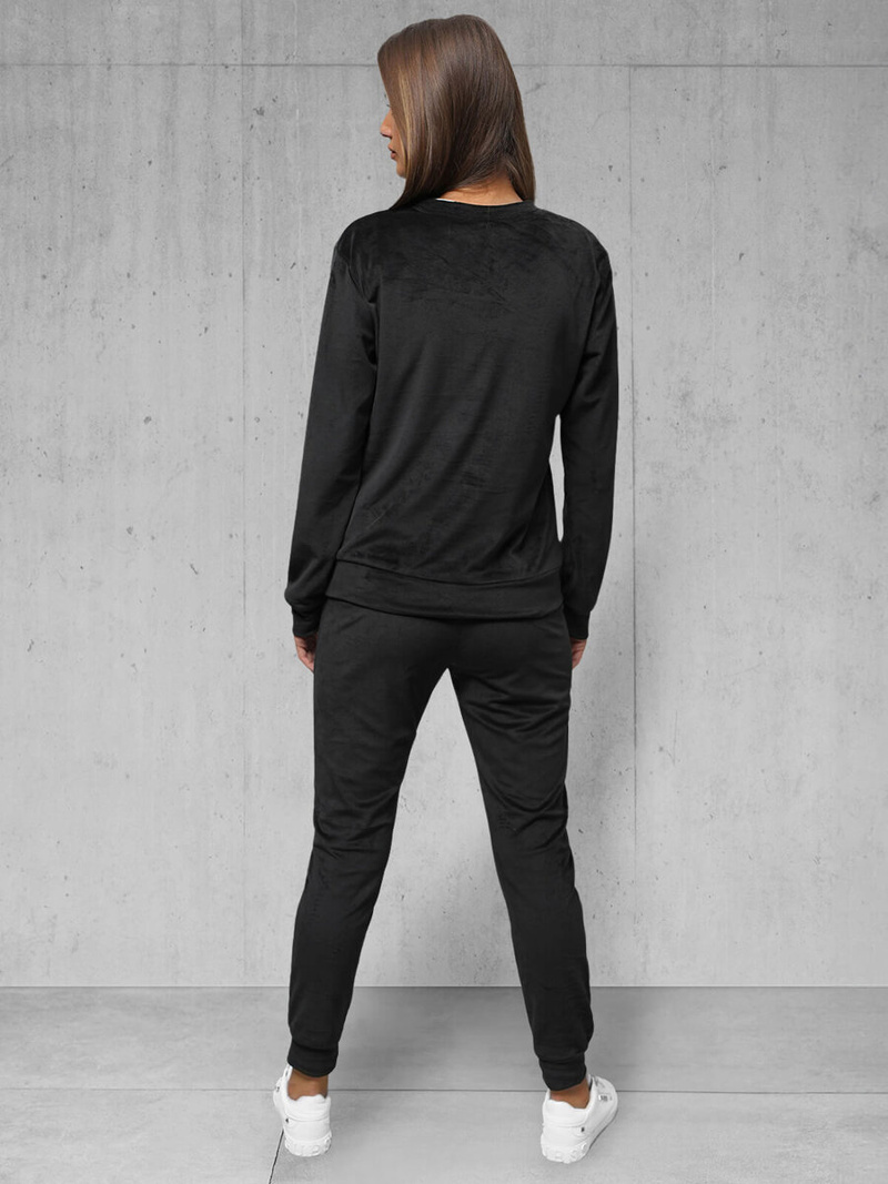 Komplet dresowy damski welurowy czarny OZONEE O/8C1173/3Z