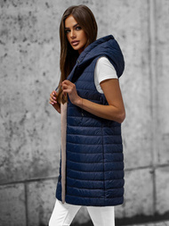 Kamizelka damska dwustronna długa z kapturem granatowa OZONEE JS/16M9065/215