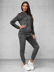 Komplet dresowy damski welurowy grafitowy OZONEE JS/35C1612/5