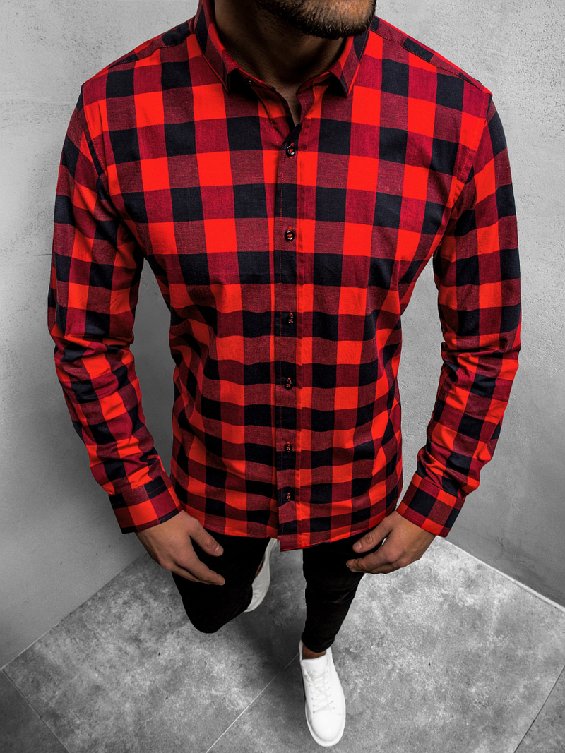 Сорочка чоловіча Червоно-Чорна OZONEE O/3011/14