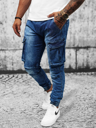 Spodnie jeansowe joggery męskie niebieskie OZONEE DR/TF056Z