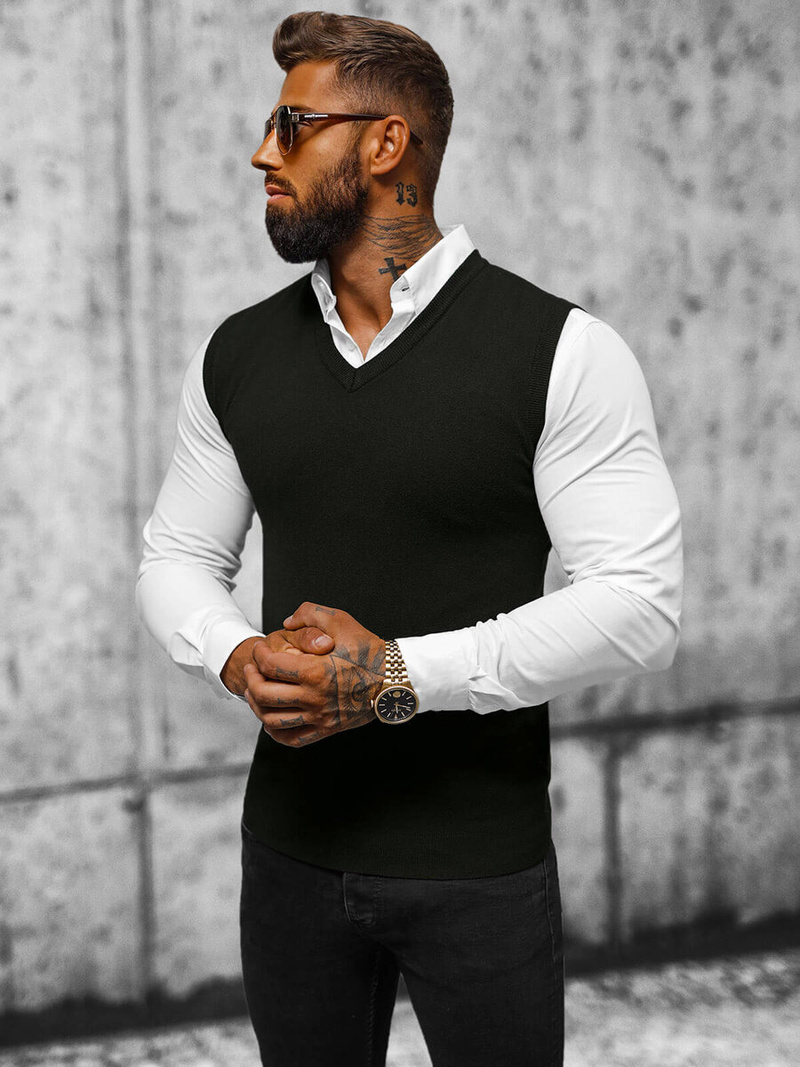 Светр чоловічій чорний OZONEE NB/MM6005/4Z