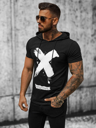T-shirt męski z kapturem czarny OZONEE JS/8T203