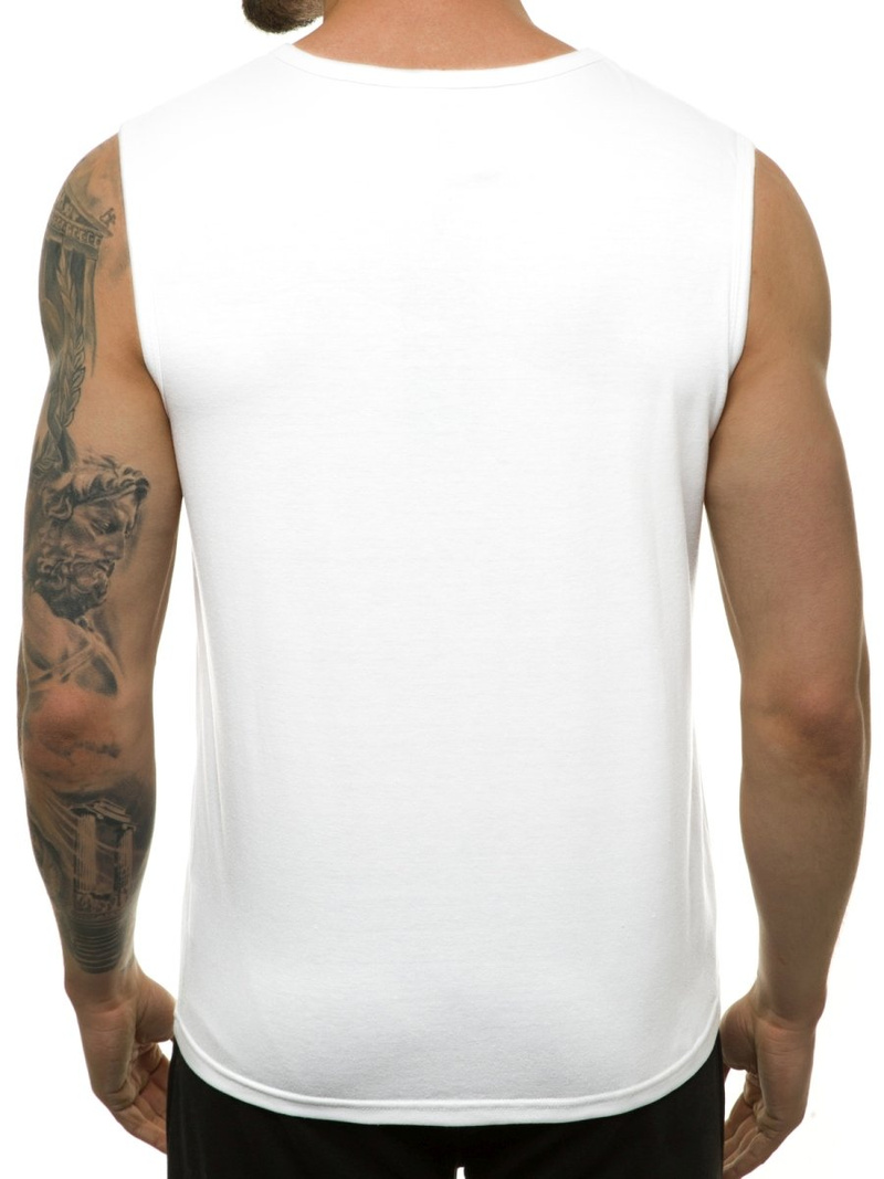 T-Shirt męski bez rękawów biały OZONEE JS/KS2086