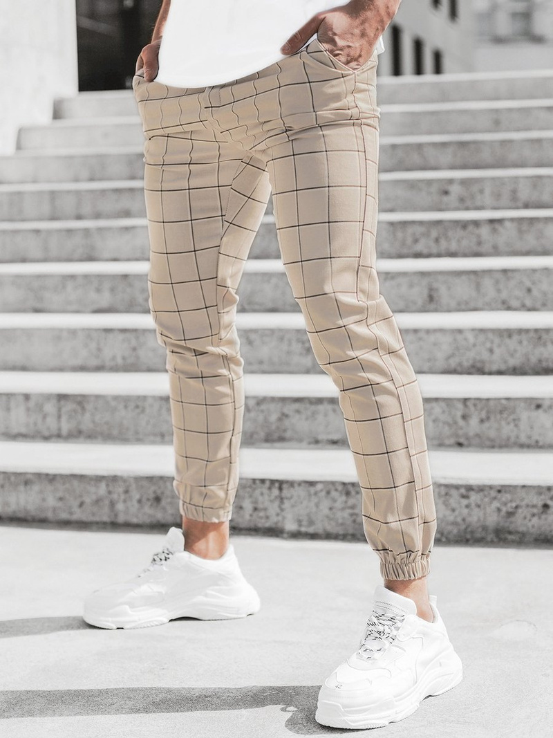 Чоловічі штани джоггери чинос бежеві OZONEE DJ/2255/21Z