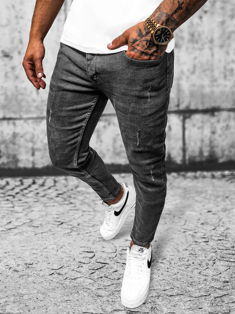 Spodnie jeansowe męskie grafitowe OZONEE E/6576/01