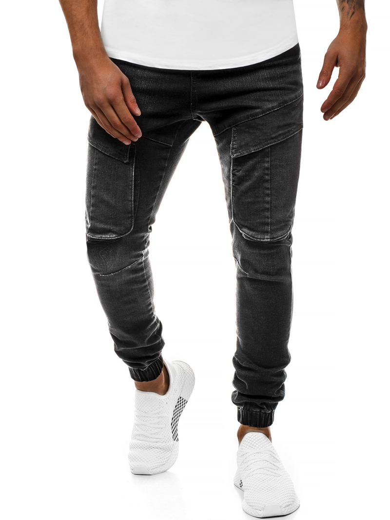 Spodnie jeans jogger męskie czarne OZONEE G/1067