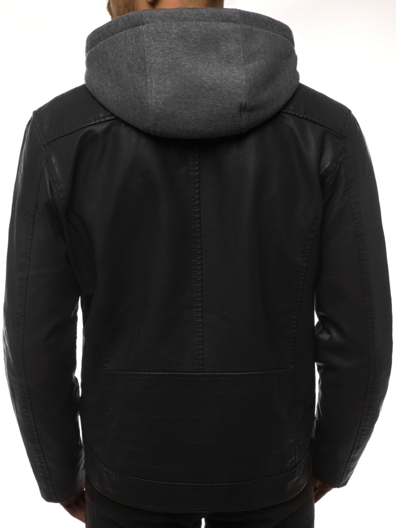 Kurtka skórzana męska czarna OZONEE JB/JP1127
