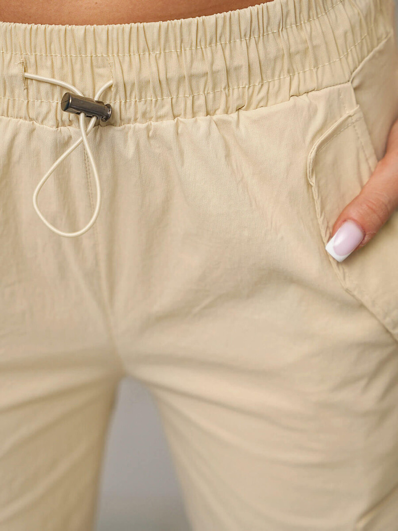 Spodnie damskie z szeroką nogawką ecru OZONEE O/TT00393