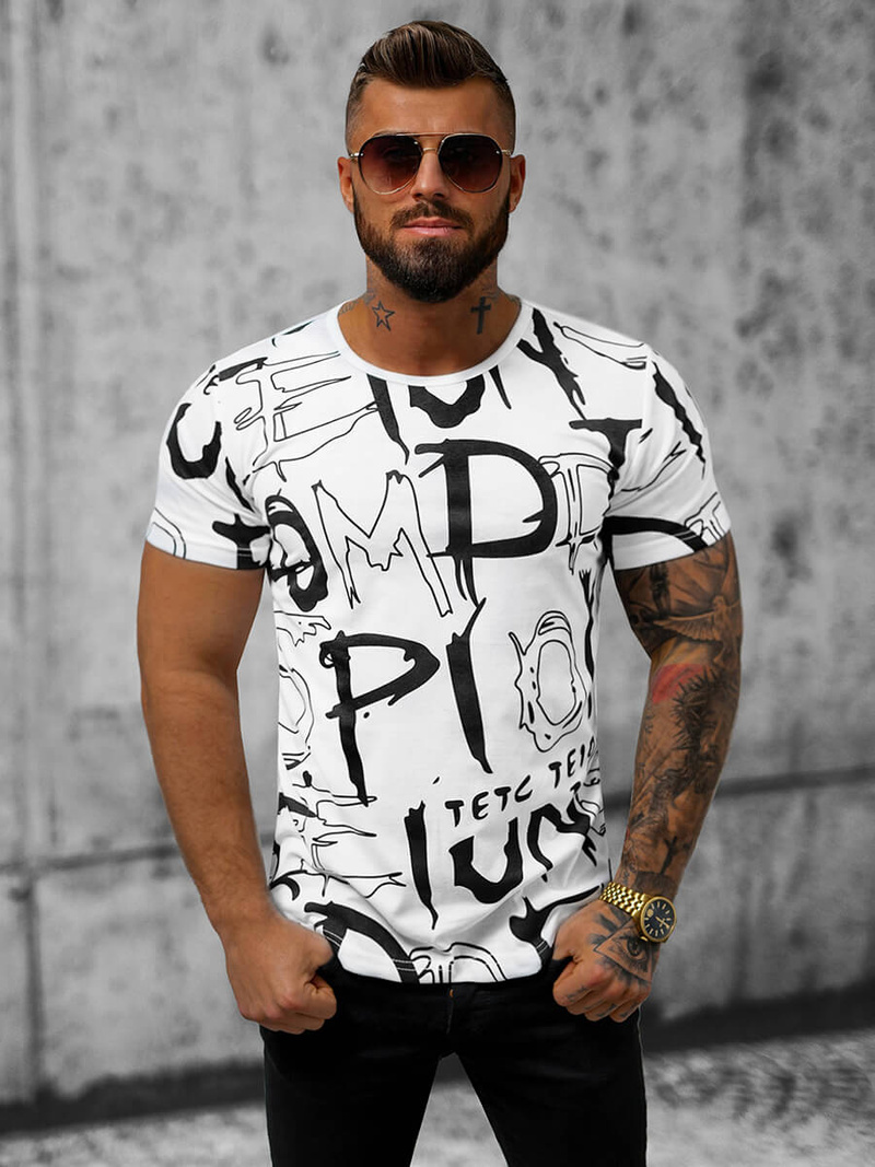 T-shirt męski biały OZONEE JS/KS1972Z