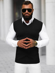 Sweter męski bez rekawów czarny OZONEE NB/MM6005/4Z