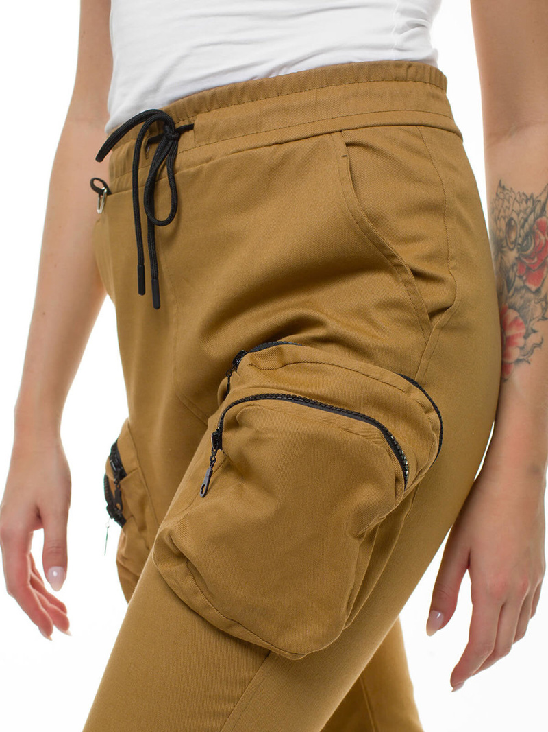 Spodnie damskie chino joggery camelowe OZONEE O/802